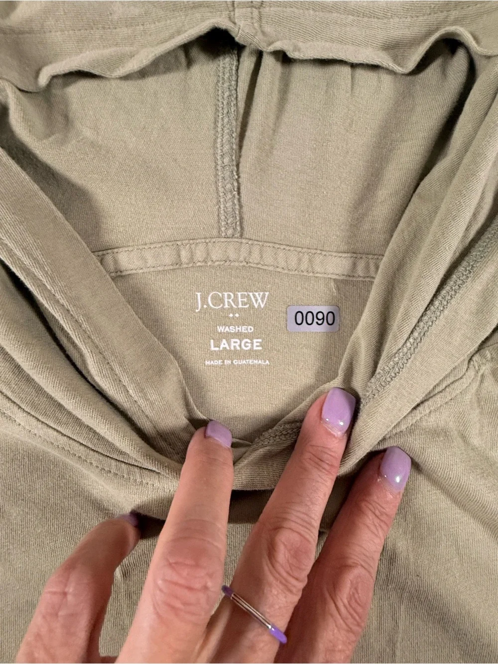 J. Crew Olive Green Men's Lightweight Hooded Long-Sleeve